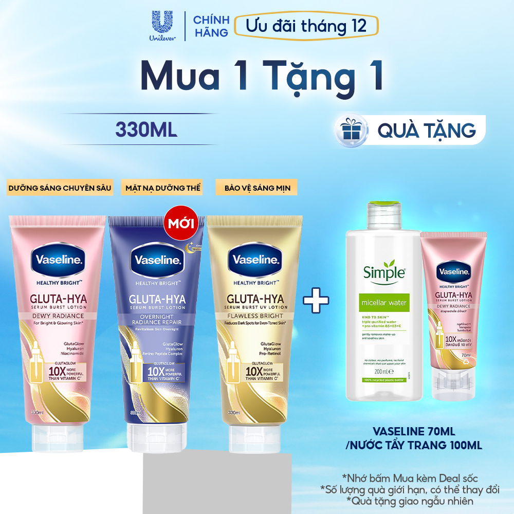 Serum Vaseline Gluta-Hya Dưỡng Da Sáng Mịn Sau 7 Ngày 300ML/330 ML (tùy đợt nhập hàng) | BigBuy360 - bigbuy360.vn