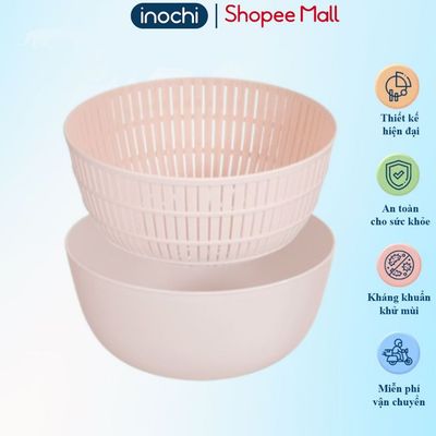 Bộ thau rổ nhựa ĐA NĂNG 23cm Inochi Yoko, nhựa cao cấp an toàn tuyệt đối, tiện lợi dùng bếp,Vạn Phúc
