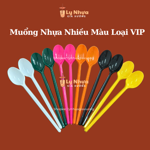 Bịch 100 Muỗng Nhựa 20cm Dùng 1 Lần, Muổng Nhựa Trà Sữa, Trà Trái Cây, Muổng Nhựa Ăn Cơm Ăn Cháo