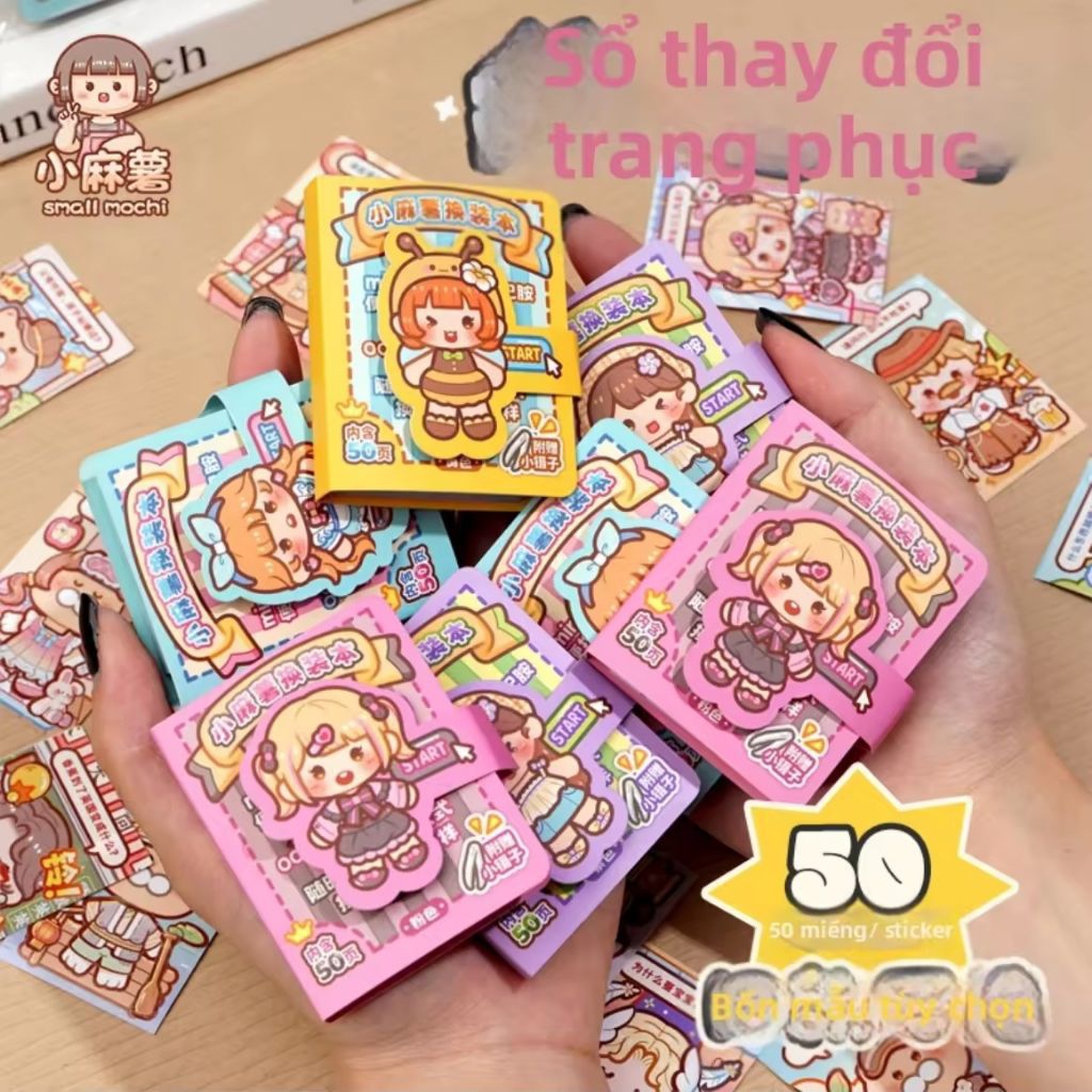 Bộ sưu tập Small Mochi Sổ dán hình Small Mochi thay đổi trang phục cho bé gái