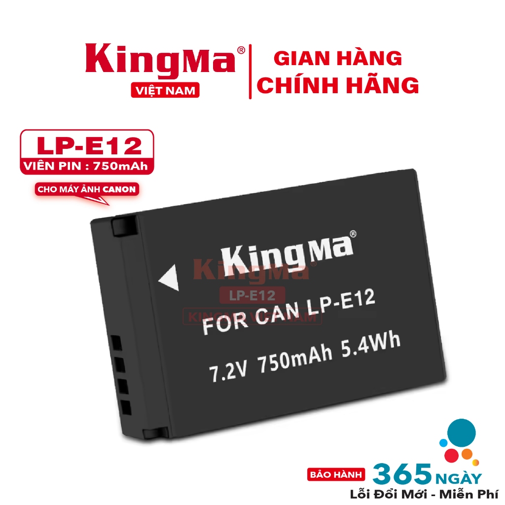 Pin LP-E12 Dung Lượng 750mAh Chính Hãng KINGMA . Tặng Kèm Hộp Chống Ẩm Pin ( Bảo Hành 12 Tháng )