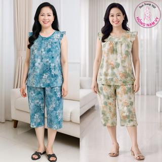  Đồ bộ trung niên HỒNG NAM VY lửng cánh tiên tole lanh 2 da 