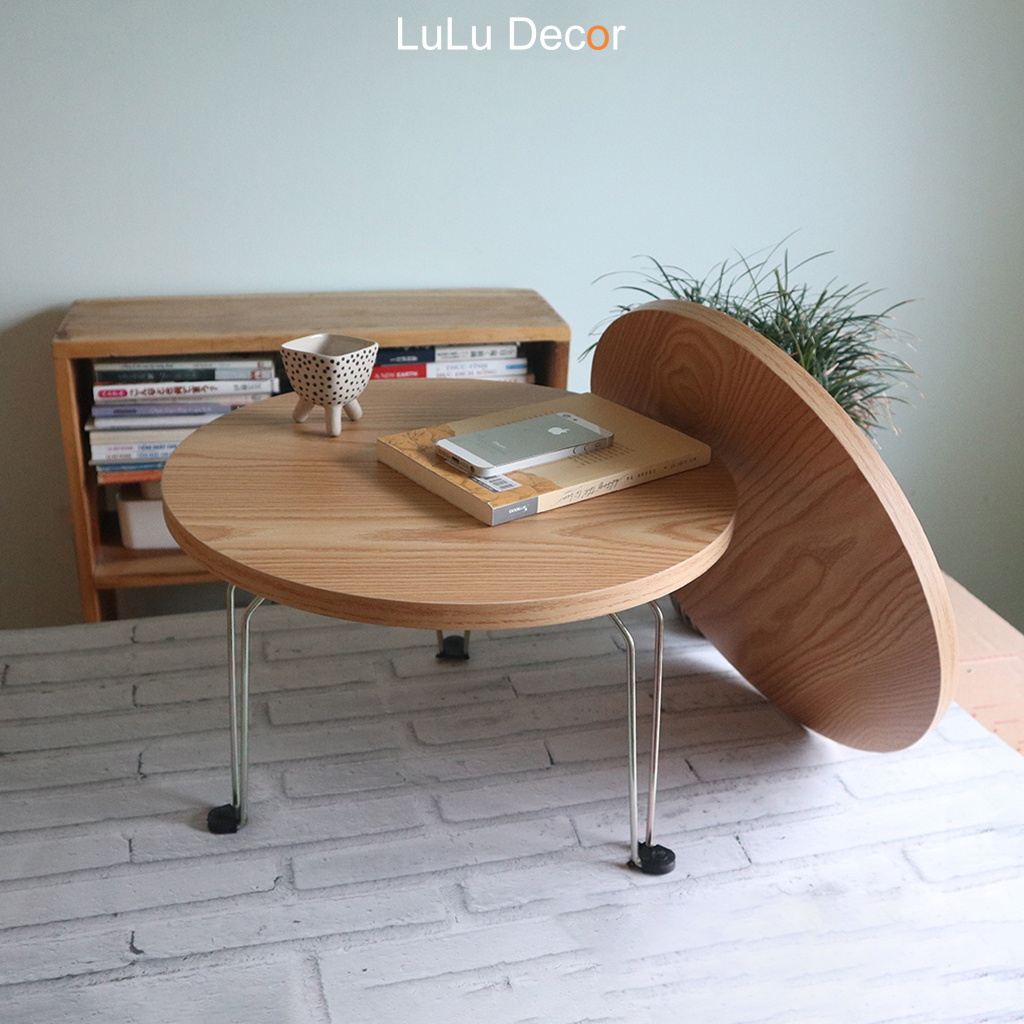 Bàn Tròn, Bàn Học Tập, Đọc Sách...Đường Kính 40cm, Chân Sắt Gập Gọn Cao 27cm - Lulu Decor
