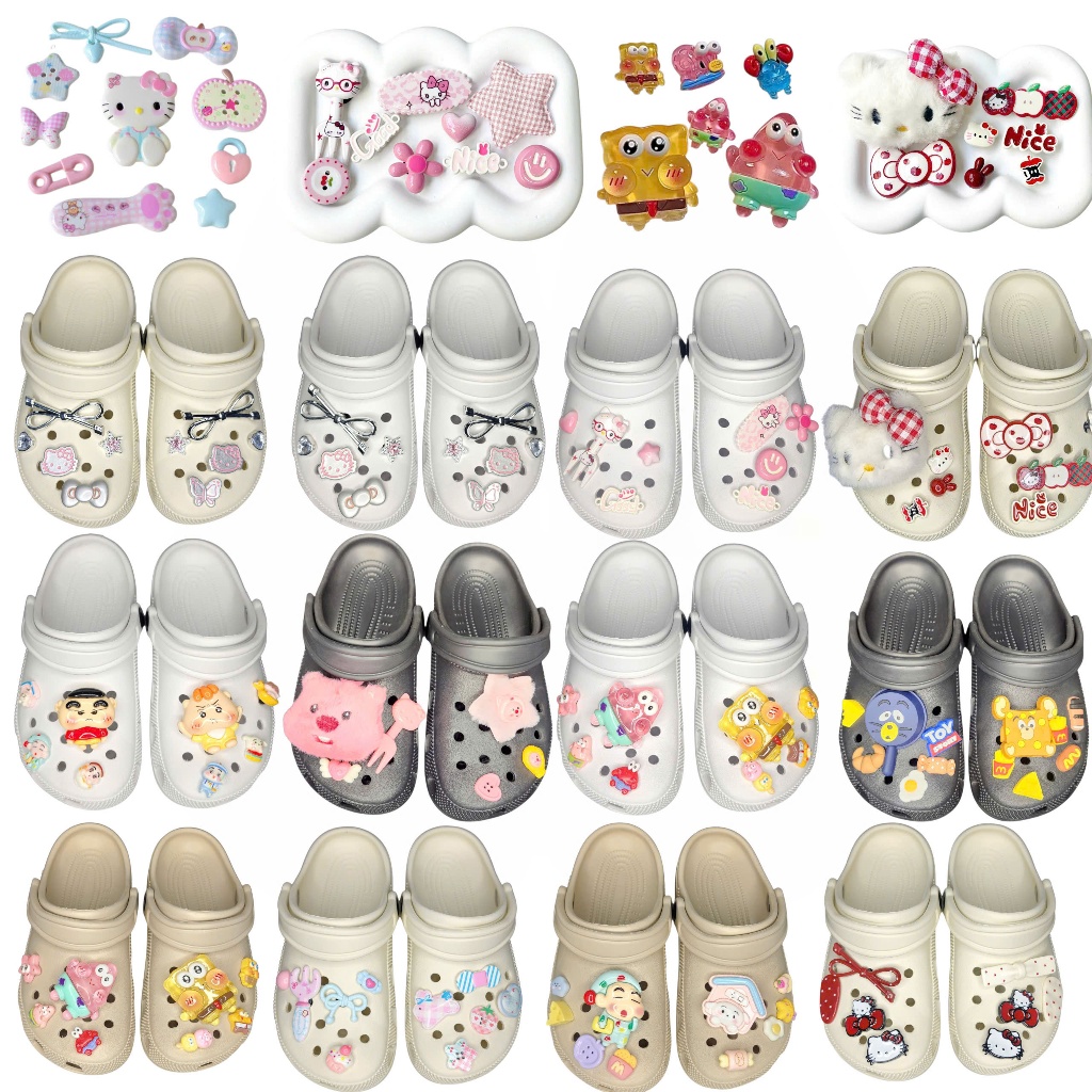 Dép Sục Quai Hậu Classic Không Thấm Nước Nam Nữ Nữ Êm Chân Kèm Charm Dễ Thương