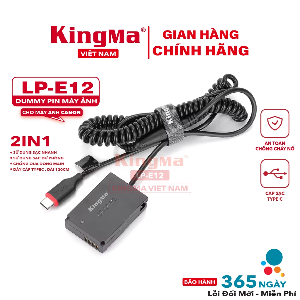 Dummy Pin LP-E12 Chính Hãng KINGMA. For CANON LP-E12 ( Bảo Hành 12 Tháng)