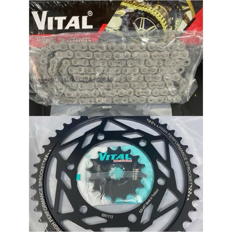 Nhông Sên Dĩa VITAL cho xe Yamaha R6 Nhông 16T Dĩa 45T Sên Phốt Cao Su Chuẩn 525 Chính Hãng