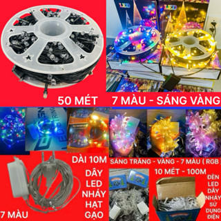  ĐÈN LED DÂY NHÁY   KÈM RẮC CẮM   DÙNG ĐIỆN  DÀI 10M- 100M ÁNH SÁNG TRẮNG - VÀNG VÀ 7 MÀU DÙNG TRANG TRÍ 