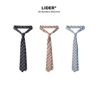  Cà Vạt Vải Dáng Ngắn Kẻ Caro Unisex LIDER CAROLINE TIE - Checked Black Checked Cinnamon Checked Grey 
