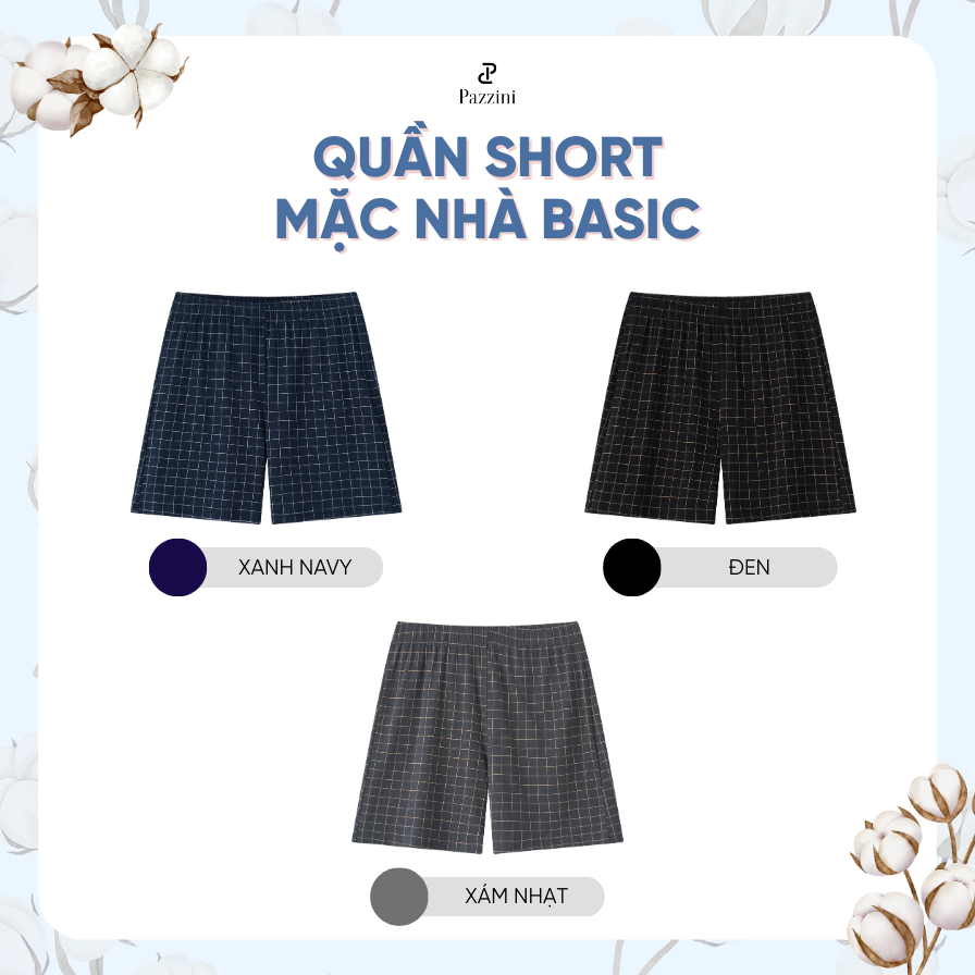 Quần short nam mặc nhà basic Pazzini kẻ sọc chất cotton mềm mại thoáng mát - SL002