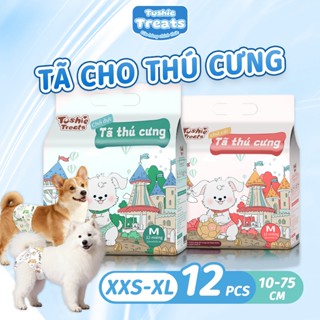 Tushie Treats Tã vệ sinh dùng một lần chất lượng cao cho chó và mèo, gói 12 chiếc, thấm hút nhanh và thoáng khí