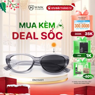  Mắt Kính Đổi Màu HMK Eyewear Tròng 0 Độ Dáng Mắt Mèo Nhựa Thời Trang Nam Nữ Có Thể Thay Cận- DM25001 