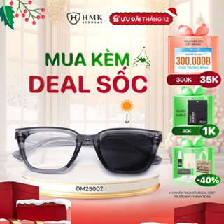  Mắt Kính Đổi Màu HMK Eyewear Dáng Vuông Chống Tia UV 0 Độ Thời Trang Nam Nữ - DM25002 