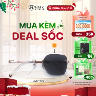  Mắt Kính Đổi Màu HMK Eyewear Dáng Không Viền Gọng Khoan Thời Trang Nam Nữ Chống Tia UV - DM31290 