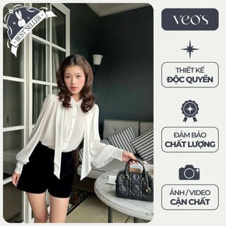  Áo Sơ Mi Thiết Kế Veos Chất Liệu Lụa Chiffon mềm mại Dáng Suông Tay Bồng Thanh Lịch Sang Trọng Màu Trắng - Ivy Shirt 