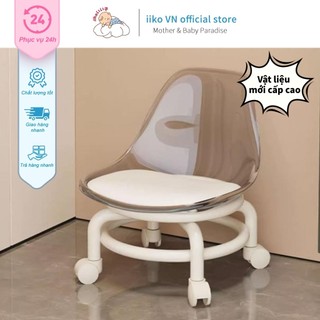  Ghế Ngồi Nhỏ Ròng Rọc Chất Liệu Acrylic Có Bánh Xe Ghế Đẩu Nhỏ Cho Bé Cao Cấp Tựa Lưng Trong Suốt 
