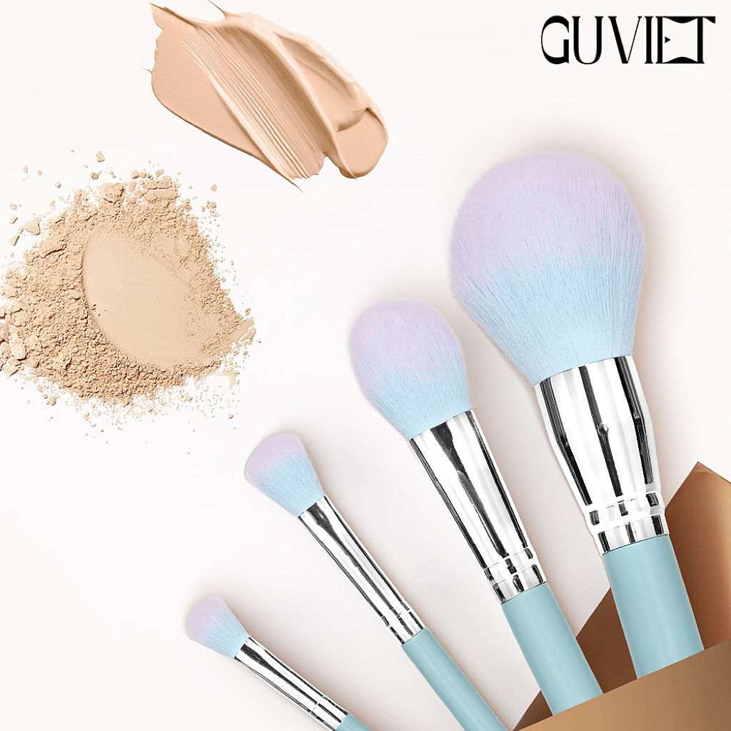 Bộ Cọ Trang Điểm Cá Nhân GUVIET gồm 12 cây cọ màu xanh ngọc kèm theo túi đựng hoặc ống cắm cọ | BigBuy360 - bigbuy360.vn
