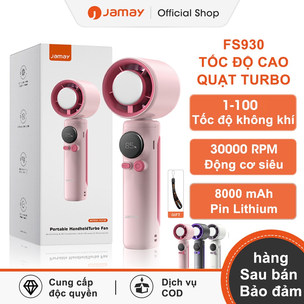 JAMAY Quạt cầm tay băng lạnh có Sò lạnh quạt Turbo 100 tốc độ gió màn hình LED 8000mah có thể sạc lạ