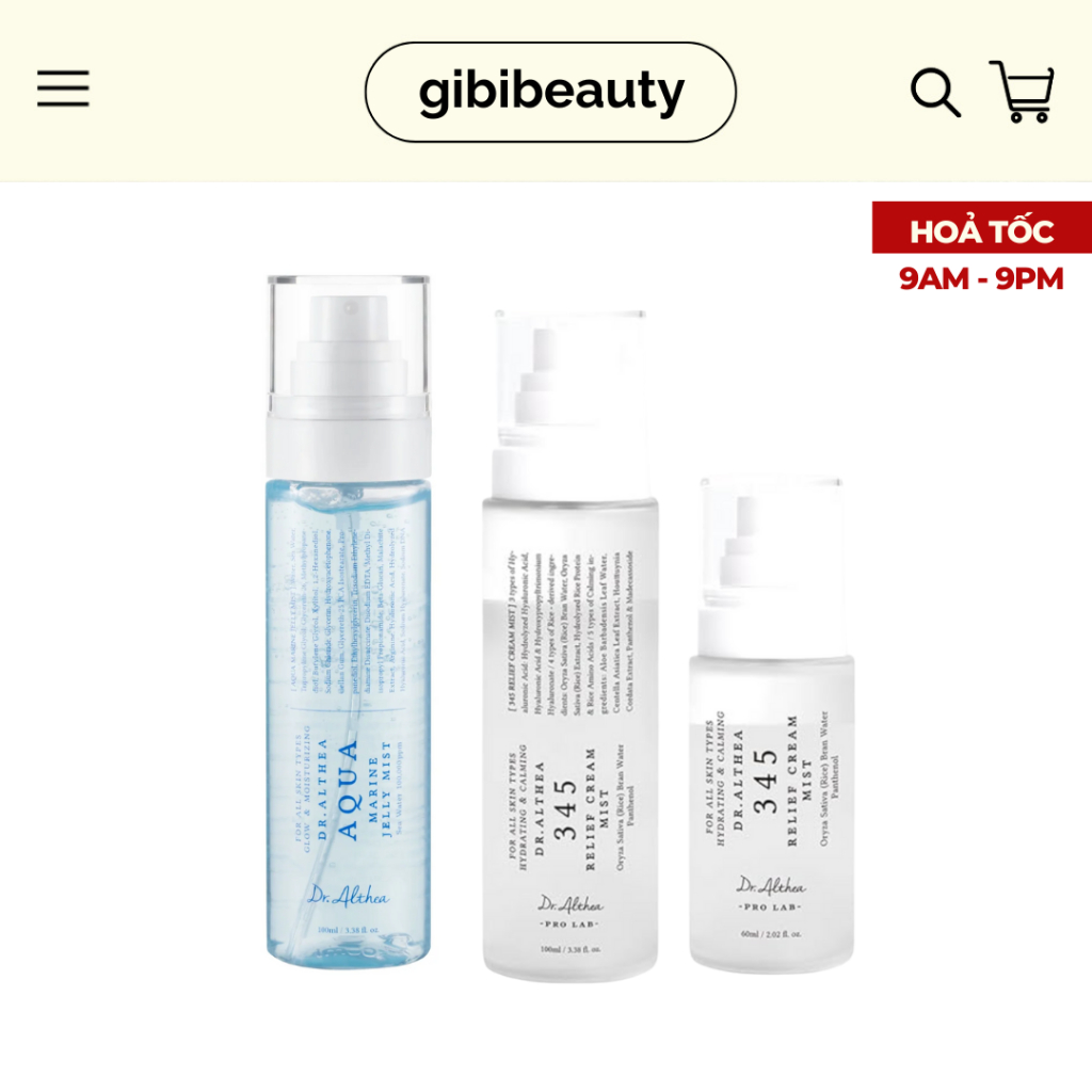 Xịt dưỡng DR.ALTHEA 345 Relief Cream/Aqua Marine Mist