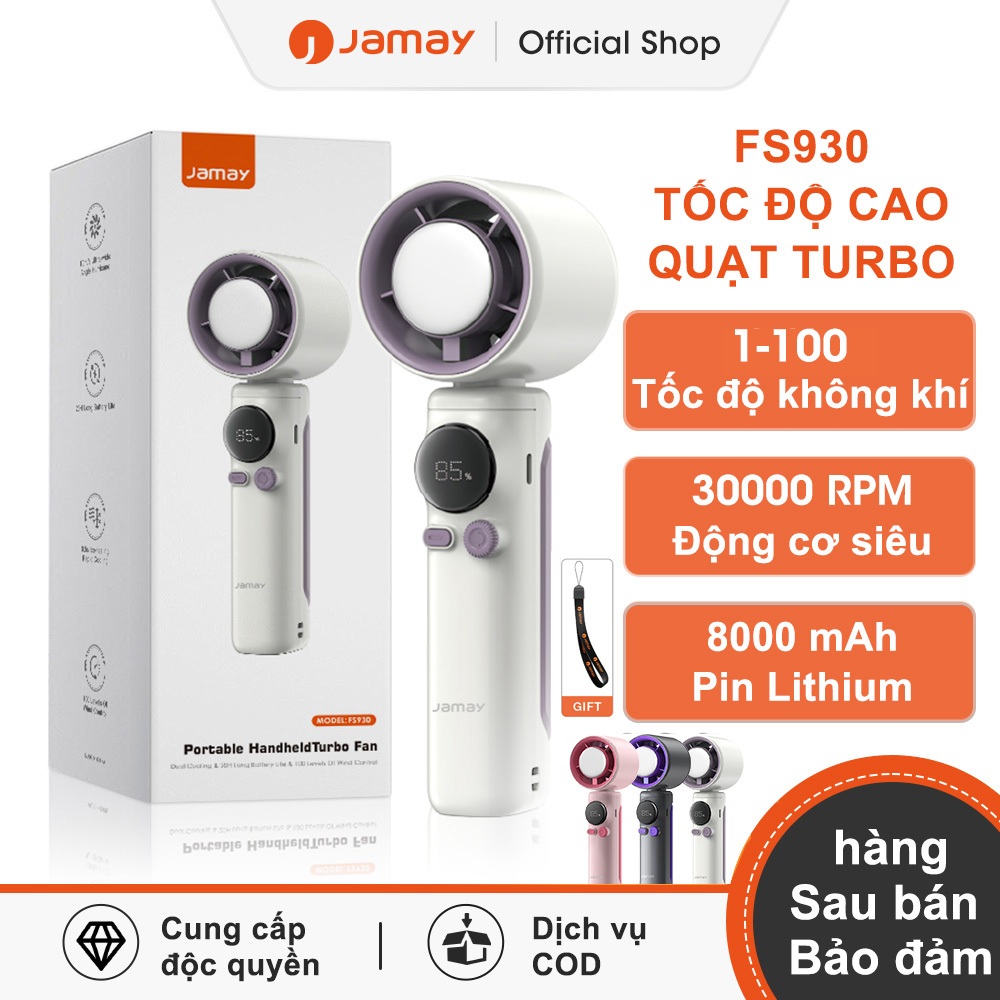 Jamay FS930 fan Quạt cầm tay làm mát như điều hòa, quạt mini turbo siêu mát