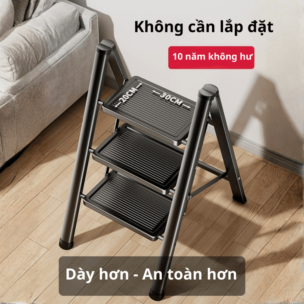 Thang gấp gọn thông minh đa năng cho gia đình chịu tải 150kg, chất liệu thép carbon dày dặn