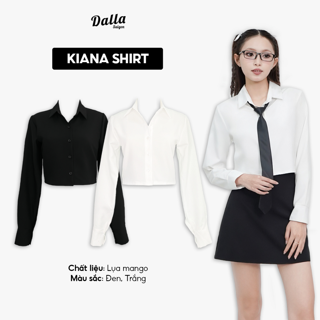 DALLA Áo sơ mi nữ tay dài croptop (SM03) Kiana Croptop Shirt