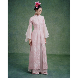  Áo dài Trâm form ôm dài loe cách điệu phối nút bọc trước ngực INTO.EIGHT thiết kế  KHÔNG KÈM QUẦN  