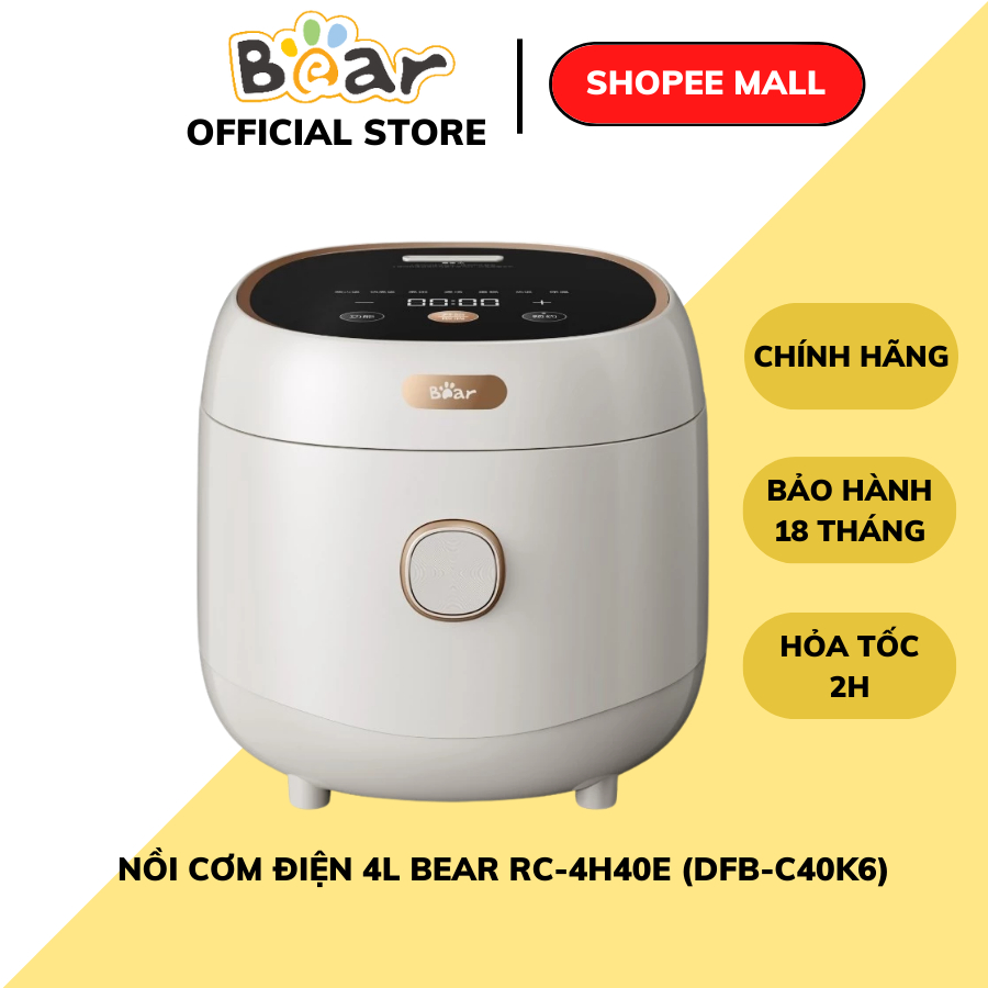 Nồi cơm điện Bear 4L RC-4H40E (DFB-C40K6), 800W, 6 chế độ nấu lõi nồi 5 lớp chống dính giữ nhiệt