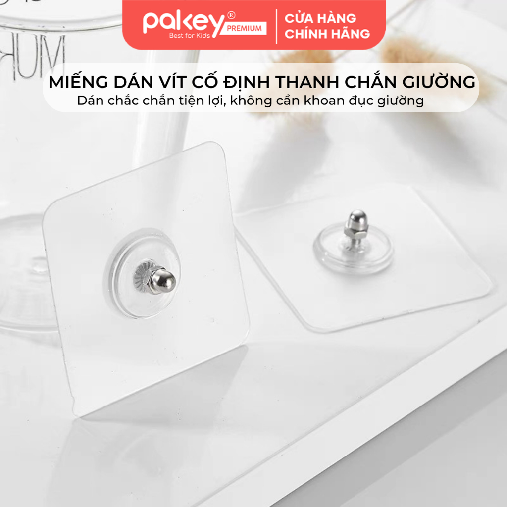 Phụ Kiện Miếng Dán Cố Định Thanh Chắn Giường Pakey Siêu Bền, Siêu Chắc Chắn, Không Cần Khoan Đục