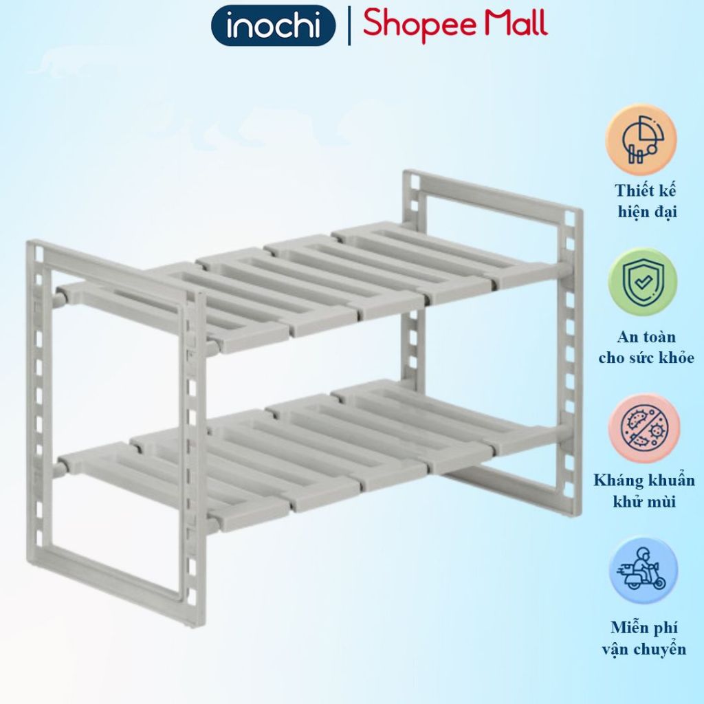 Kệ gầm bếp Inochi, kệ để đồ tiện dụng điều chỉnh được độ dài