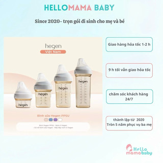 Bình sữa Hegen PPSU( đủ size  150ml, 240ml) - giá đã bao gồm bình sữa và núm ty