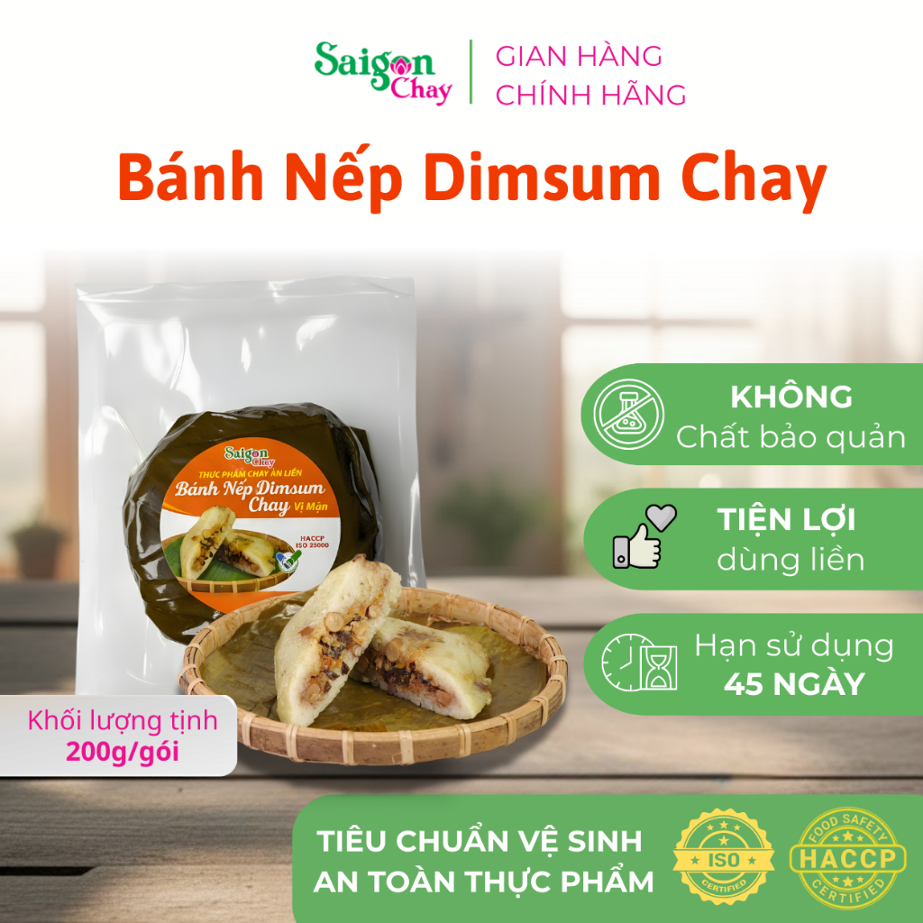 Bánh nếp dimsum chay vị mặn từ Sài Gòn Chay tiện lợi dùng liền 1 gói x 200gr