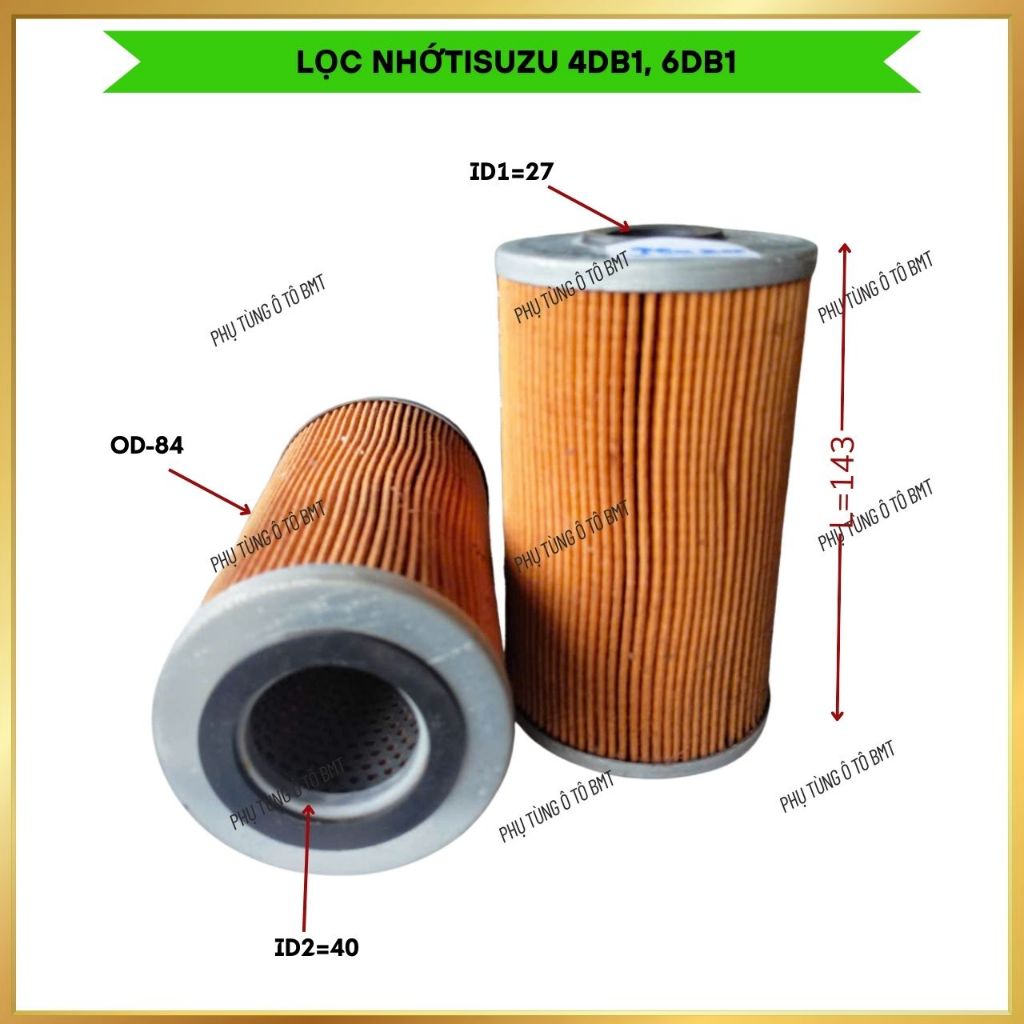 Loc nhớt động cơ Isuzu  6BB1, 4BD1, mã lọc O-503, 9-13240 - 085-0, lọc giấy.