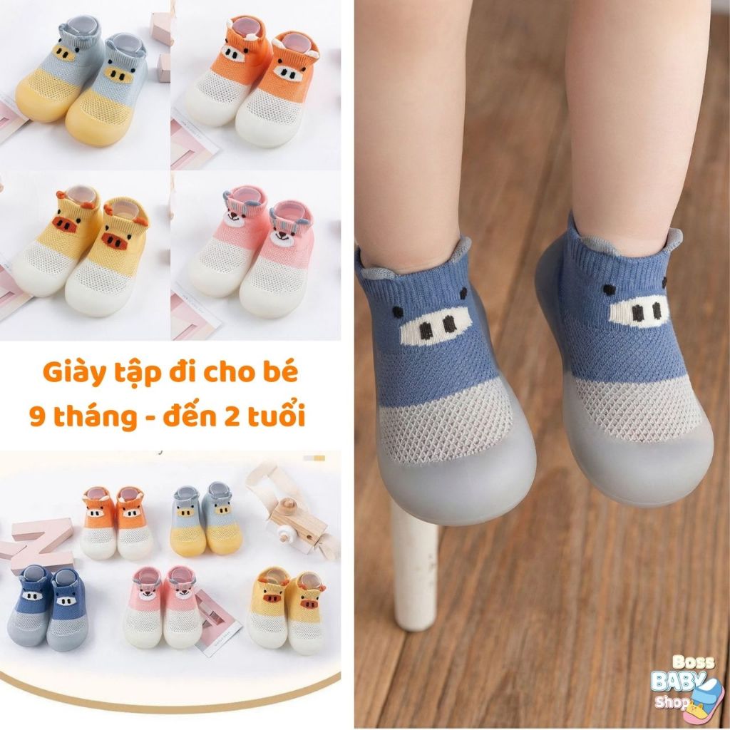 GIÀY BÚN CHO BÉ 0-2 TUỔI CHỐNG TRƠN TRƯỢT THOÁNG KHÍ MỀM NHẸ HỌA TIẾT THÚ ĐÁNG YÊU (G-2411)
