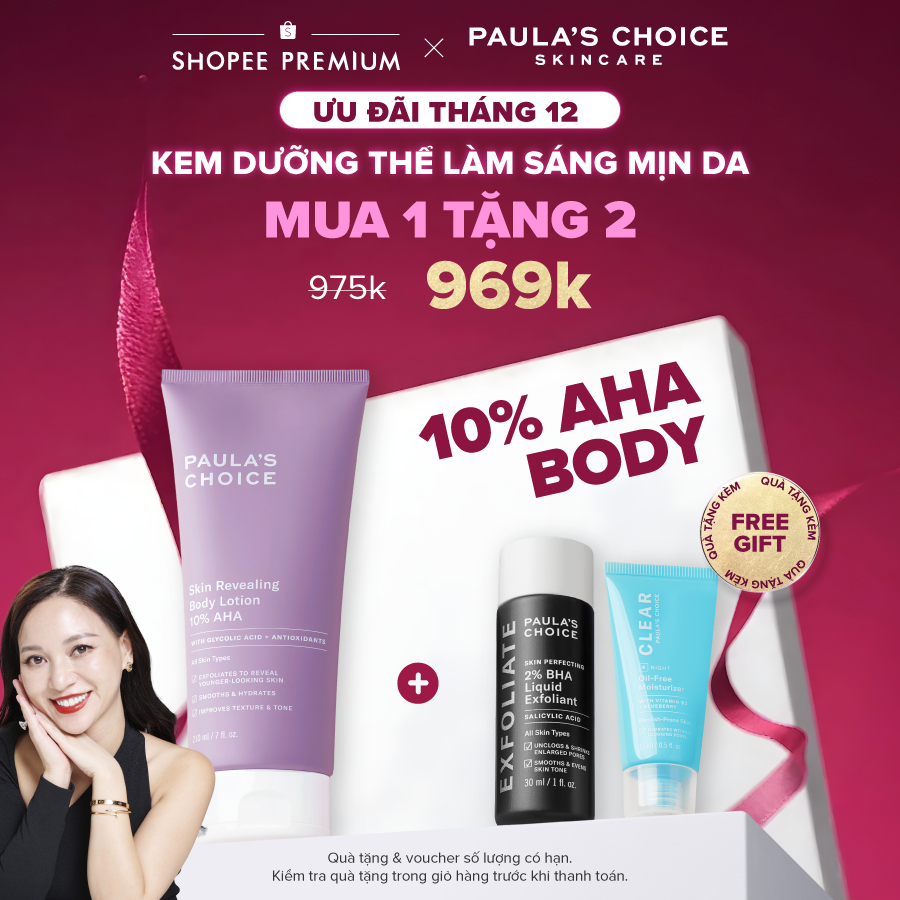  Kem dưỡng thể làm sáng da làm đều màu da Paula's Choice Skin Revealing Body Lotion 10% AHA 210ml  A5900 