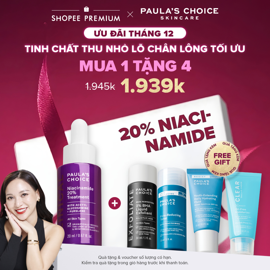  Tinh chất thu nhỏ lỗ chân lông to và làm sáng mịn da Paula's Choice Clinical Niacinamide 20% Treatment 20ml A8030 