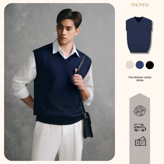  Áo Len Gile Nam Dệt Kim THOMAS Winter Letter Gentle Warm Bo Viền Form Regular Basic Thomas Stu GL01 