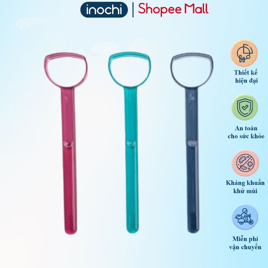 [VOUCHER ĐỘCQUYỀN]1 Set 3 đồ cạo lưỡi Inochi, nhựa PP an toàn, vệ sinh lưỡi cho bé tiện dụng, dễdùng