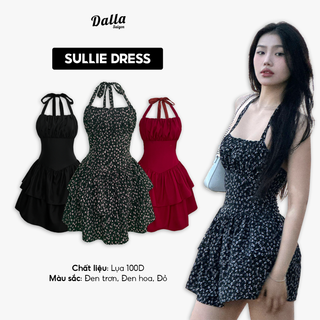 DALLA Đầm dây hoa nhí hai tầng D20