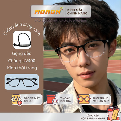 Kính Chống Ánh Sáng Xanh AORON Gọng Vuông Unisex Dễ Phối Đồ Giảm Mỏi Mắt Chống Tia UV400 AK266