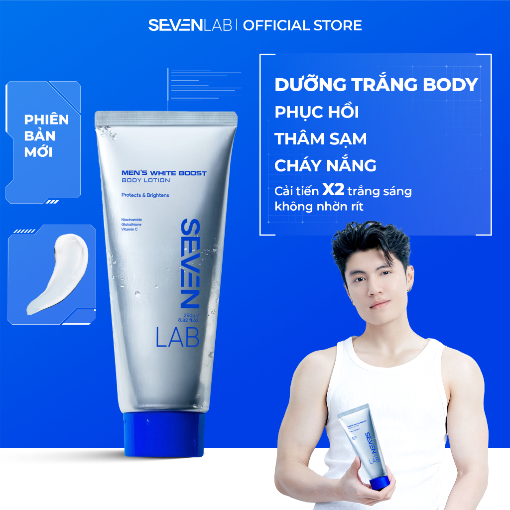 [QUÀ TẶNG] Sữa dưỡng thể giúp trắng da nam SEVENLAB không bết dính, cải thiện đều màu da 250gram toà