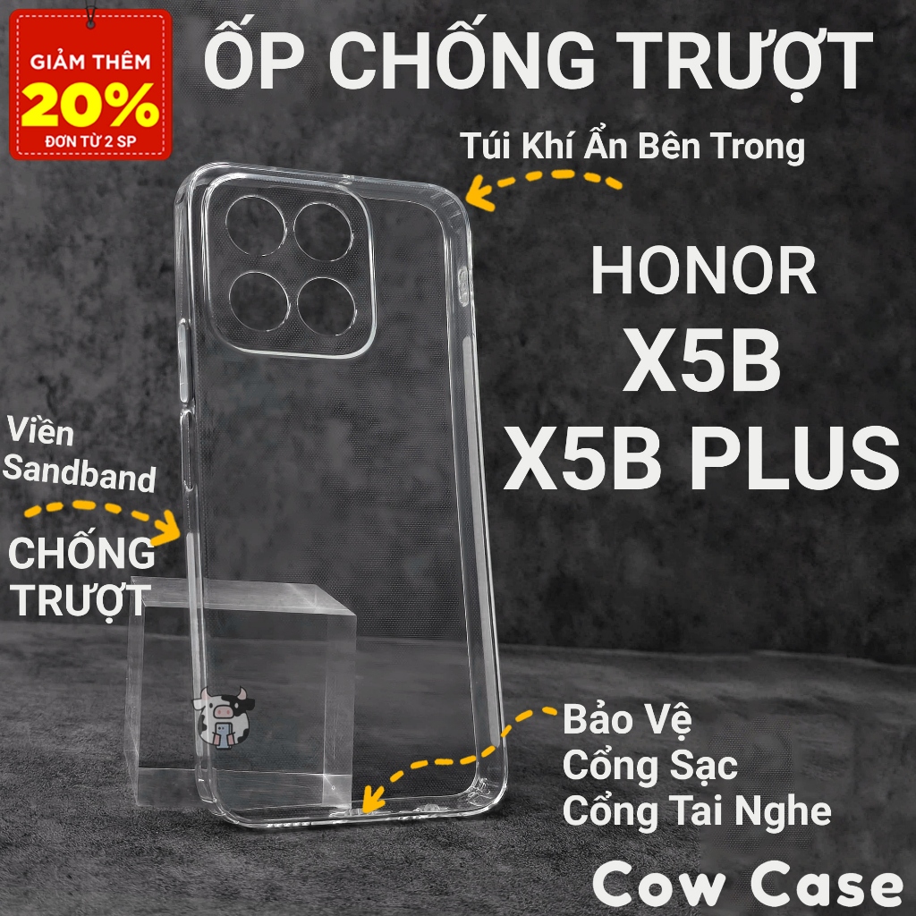 Ốp lưng Honor X5b, X5b Plus Cowcase chống trơn trượt | Ốp điện thoại Honor dẻo bảo vệ camera đt toàn