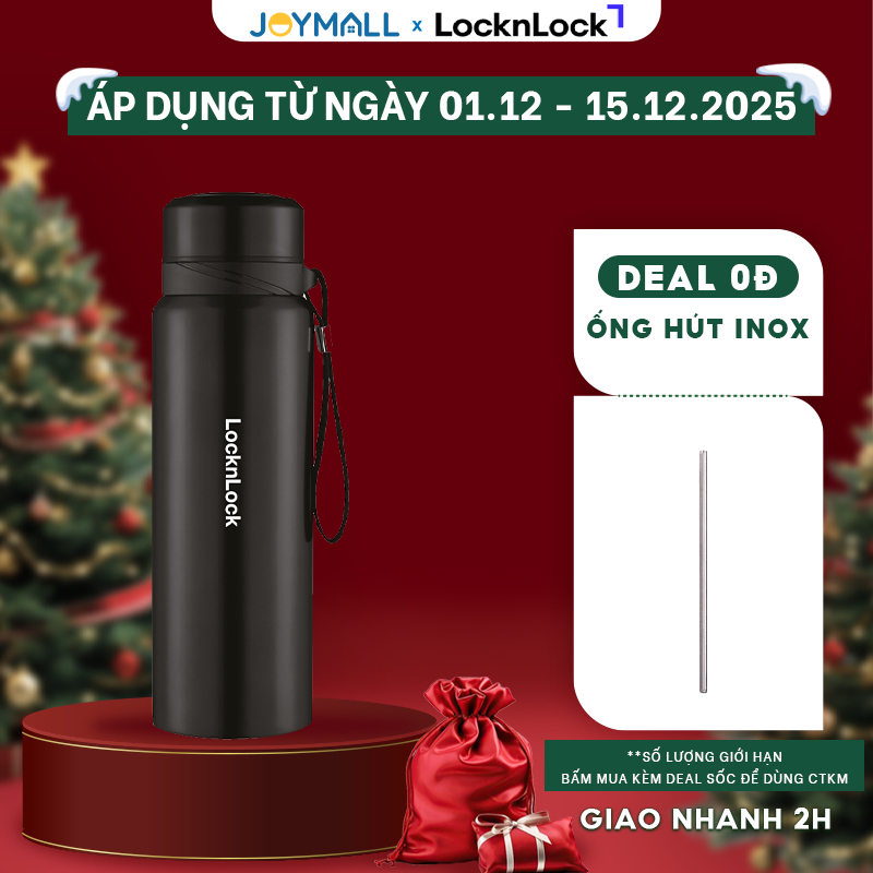 Bình giữ nhiệt LocknLock 800ml LHC6180BLK màu Đen, Hàng chính hãng, lưới lọc trà, dây treo- JoyMall | BigBuy360 - bigbuy360.vn
