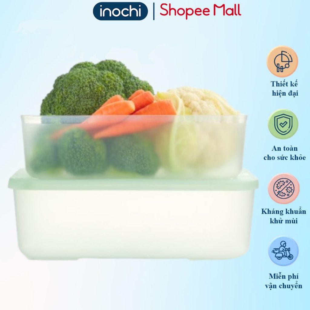 [VOUCHER ĐỘCQUYỀN] Hộp thực phẩm TRỮ ĐÔNG Inochi, chất liệu nhựa PP chịu nhiệt, hộp cấp đông thịt