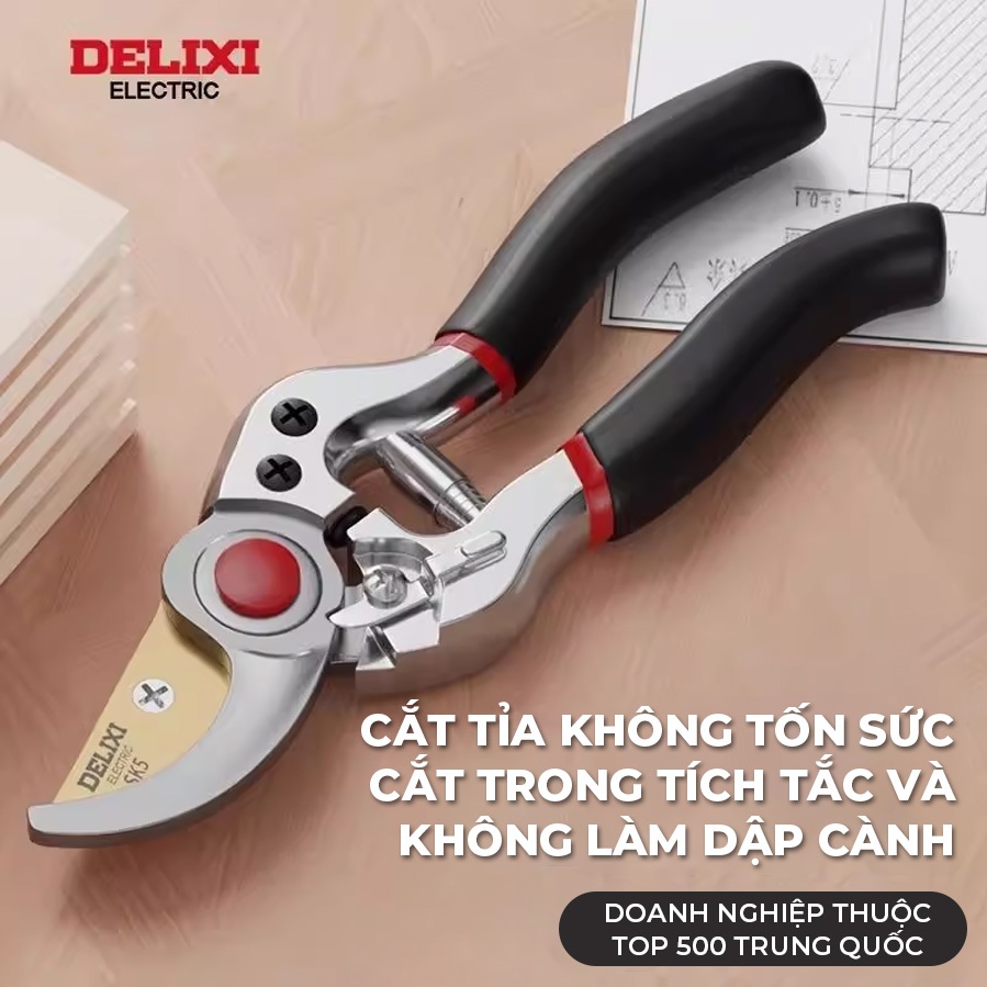 Kéo Cắt Cành 9 Inch Delixi Kéo Cắt Tỉa Cành Cây, Bonsai, Cây Cảnh, Tay Cầm Chống Trượt