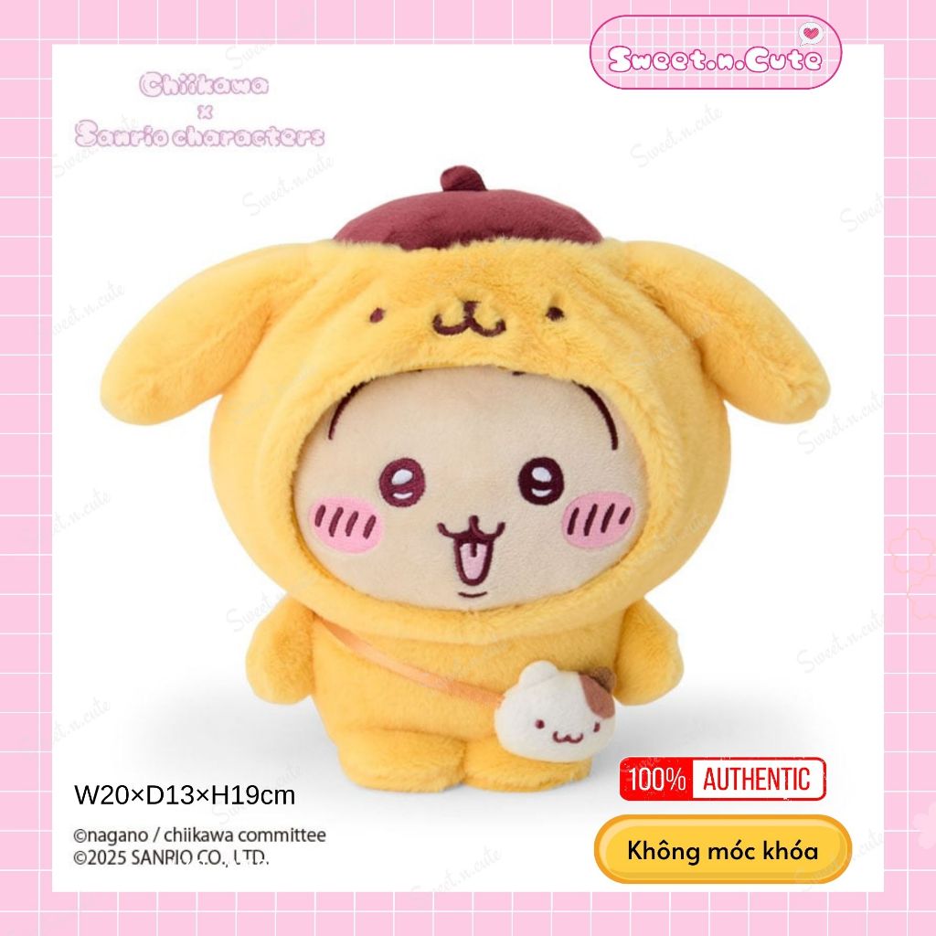 [Chính hãng Nhật - Full Tag] Usagi Pompompurin 19cm - Thú bông Chiikawa x Sanrio Nhật Bản