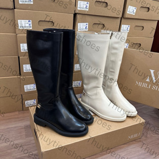  Giày bốt nữ ống đứng da trơn Bốt nữ thời trang cổ cao mũi tròn gót 3p .Thuytienshoes  C857-31  