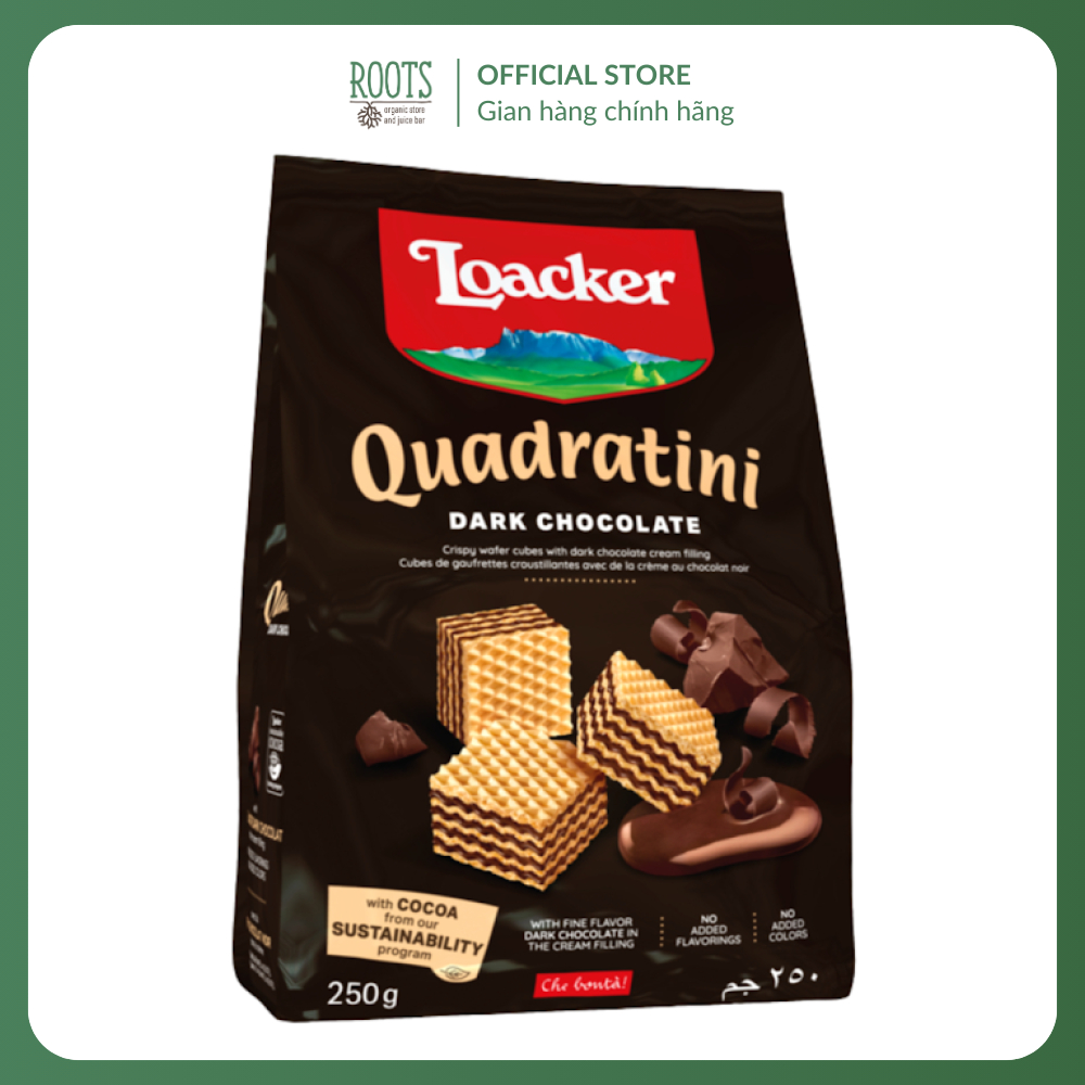 (Ship hỏa tốc) LOACKER - Bánh Xốp Socola Đắng, Quadratini, Dark Chocolate, Crispy Wafer Cubes with D
