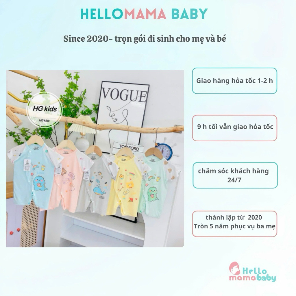 Body ngắn HG-KID nền màu hoạ tiết gấu in ngực chất mềm mịn, co giãn tốt phù hợp với các bé-169