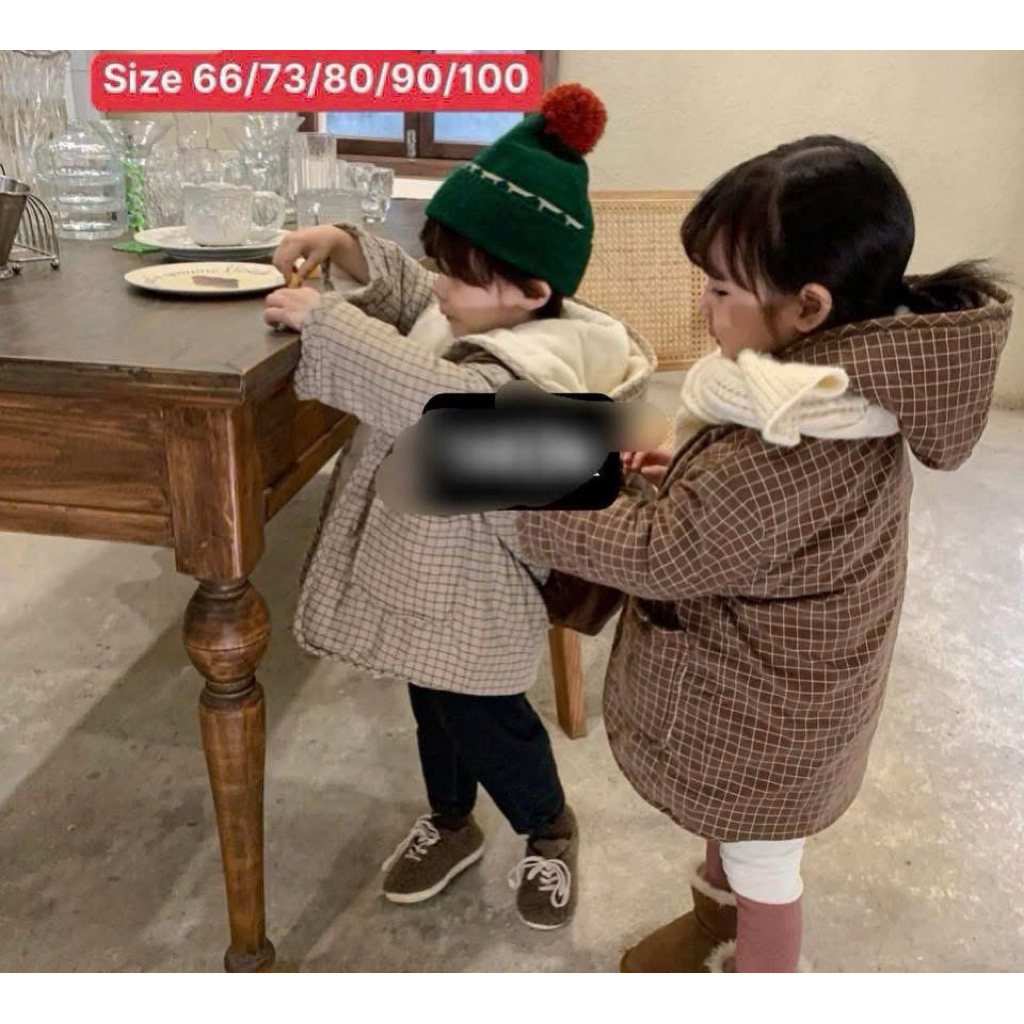 Áo khoác ấm lót bông vibes Hàn size nhí 5-14kg (có hình thật tự chụp và khách nhí shop)