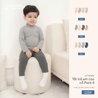 Set 4 đôi tất cao cổ Bubaby cho bé từ sơ sinh tới 1 tuổi
